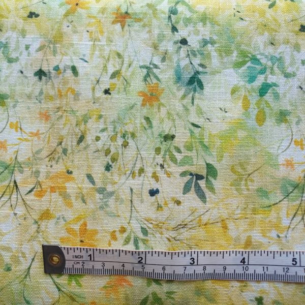 Linen and Cotton Slubbed Floral Linen Look 'Meadow Green' - Image 2