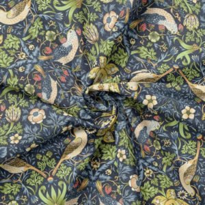 Waterproof Outdoor Fabric in William Morris design Strawberry Thief Navy