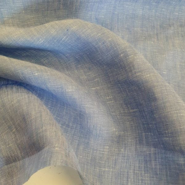 Cool Irish Linen 'Shirting' in Flax Blue
