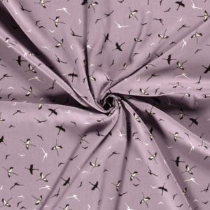 Bamboo Poplin in Mauve Birds