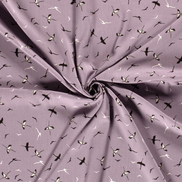 Bamboo Poplin in Mauve Birds