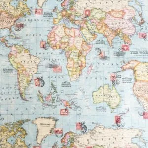 Cotton Canvas Atlas Map