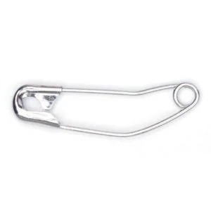 Hardened and tempered quality Curved safety pins in a useful closable storage box. Nickel