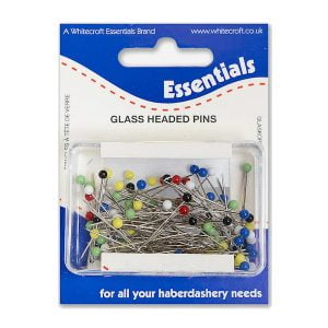 Dressmaking Pins - Glass Coloured Head Straight Pins 30mm x 0.60mm, 9grms