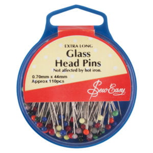 Dressmaking Pins - Extra long Multi Coloured Glass head pins: 44mm x 0.7mm