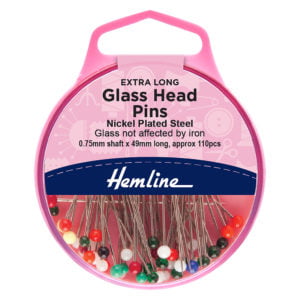 Dressmaking Pins - Super long Multi Coloured Glass head pins: 51mm x 0.75mm