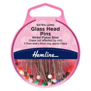 Dressmaking Pins - Super long Multi Coloured Glass head pins: 51mm x 0.75mm