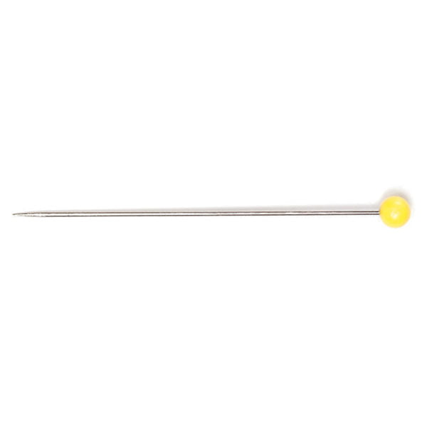 Dressmaking Pins - Glass Coloured Extra long pins Yellow head 0.70mm x 0.45mm: 60 Pieces - Image 2