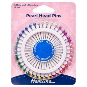 Dressmaking Pins - Nickel plated steel with colourful decorative pearl heads on a pin wheel