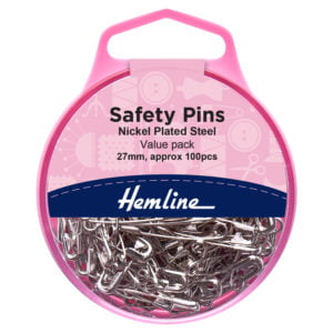 Hardened and tempered safety pins: Nickel: 100 pieces. Size: 0, 27mm /1 1/8in.