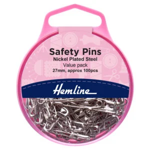 Hardened and tempered safety pins: Nickel: 100 pieces. Size: 0, 27mm /1 1/8in.