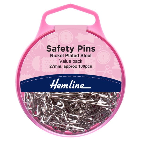 Hardened and tempered safety pins: Nickel: 100 pieces. Size: 0, 27mm /1 1/8in.