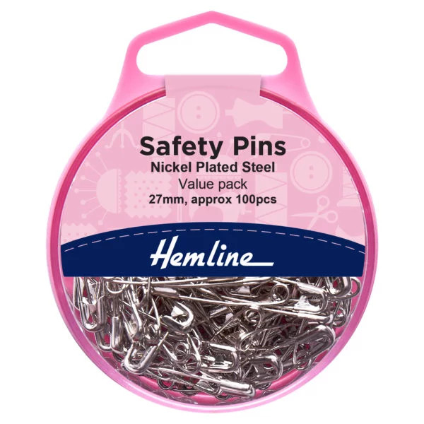 Hardened and tempered safety pins: Nickel: 100 pieces. Size: 0, 27mm /1 1/8in.