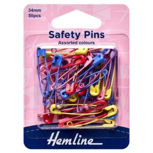 Assorted Coloured 34mm Safety Pins