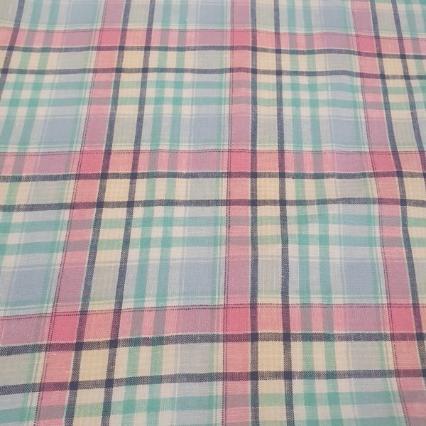 100% Irish Linen Summer Pastel Check - Image 2