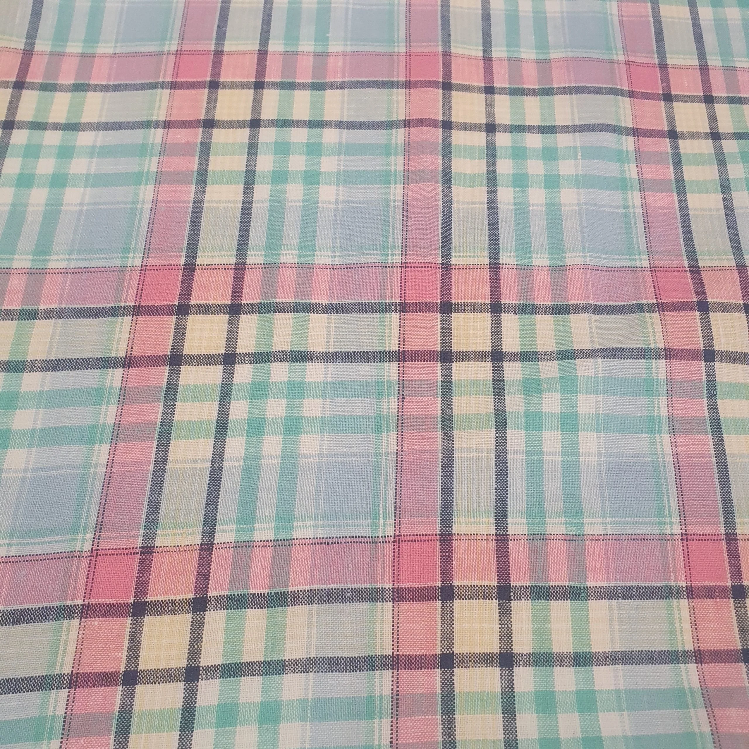 100% Irish Linen Summer Pastel Check  | On Sale - Image 2