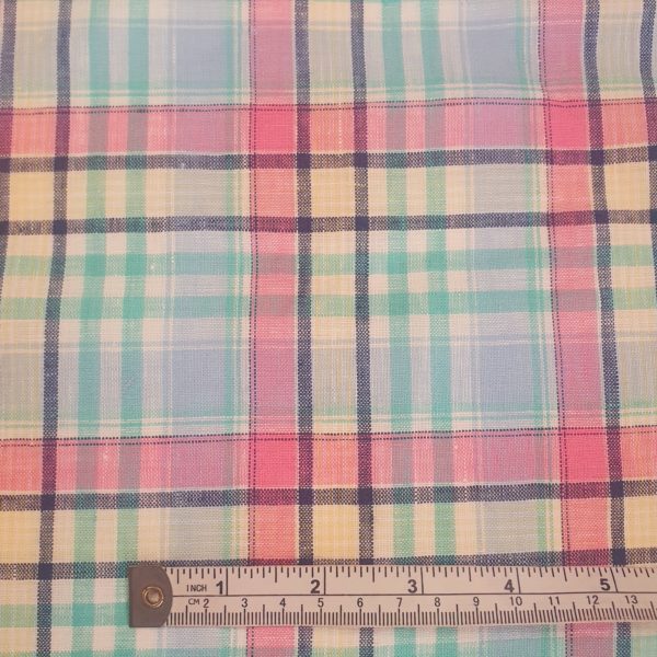 100% Irish Linen Summer Pastel Check - Image 3