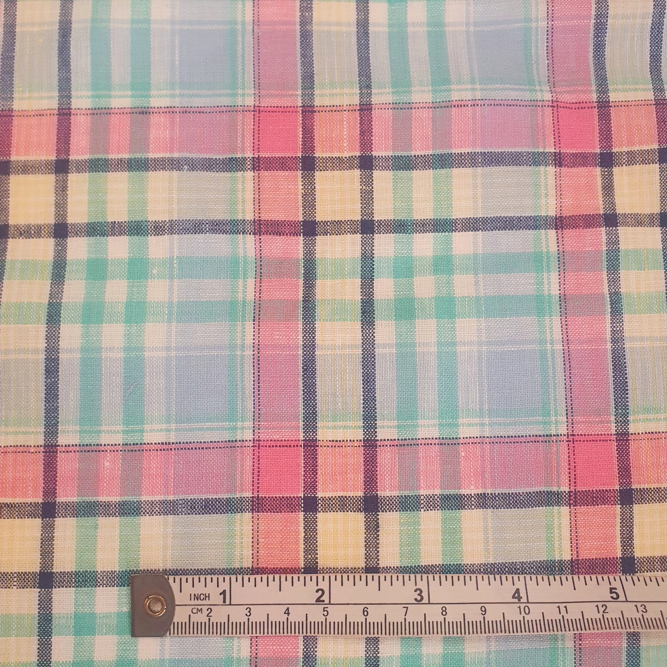 100% Irish Linen Summer Pastel Check  | On Sale - Image 3