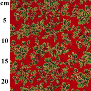Holly Leaf Christmas Cotton, sold per 1/2mtr