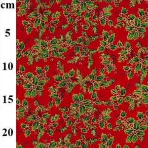 Holly Leaf Christmas Cotton, sold per 1/2mtr