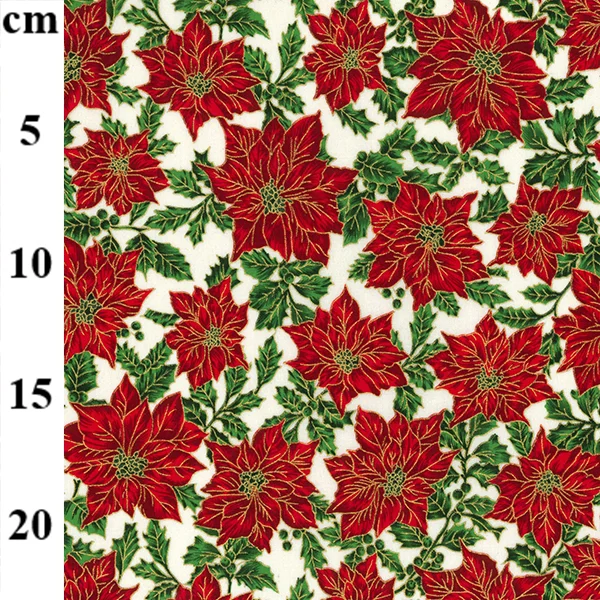 Poinsettia Leaf Christmas Cotton, sold per 1/2mtr - Image 2