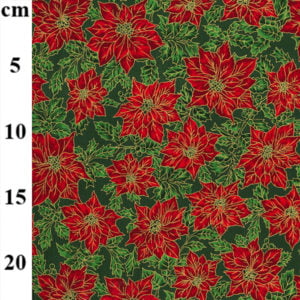 Poinsettia Leaf Christmas Cotton, sold per 1/2mtr