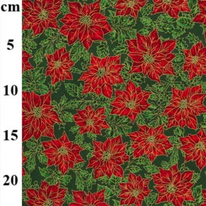 Poinsettia Leaf Christmas Cotton, sold per 1/2mtr