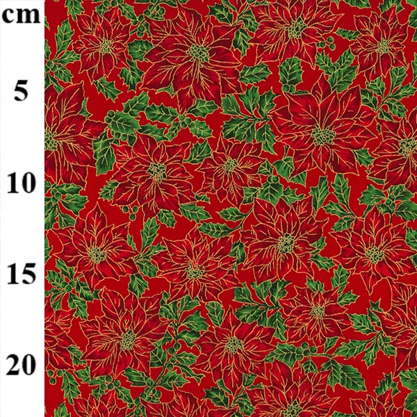 Poinsettia Leaf Christmas Cotton, sold per 1/2mtr - Image 3