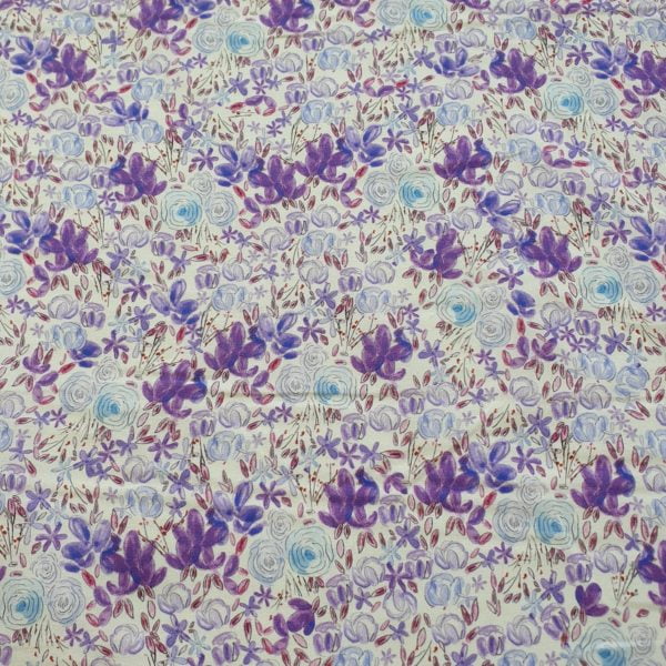 Superior Cotton 'London Lawn' soft floral print 'Violet' - Image 2