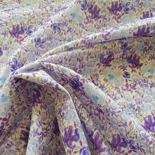 Superior Cotton 'London Lawn' soft floral print 'Violet'