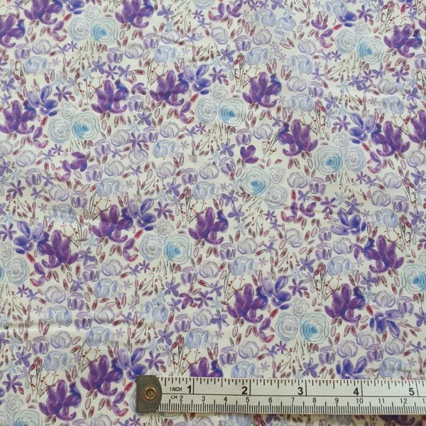 Superior Cotton 'London Lawn' soft floral print 'Violet' - Image 4