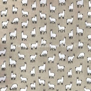 Alpacas print on Cotton Rich Linen Look Fabric