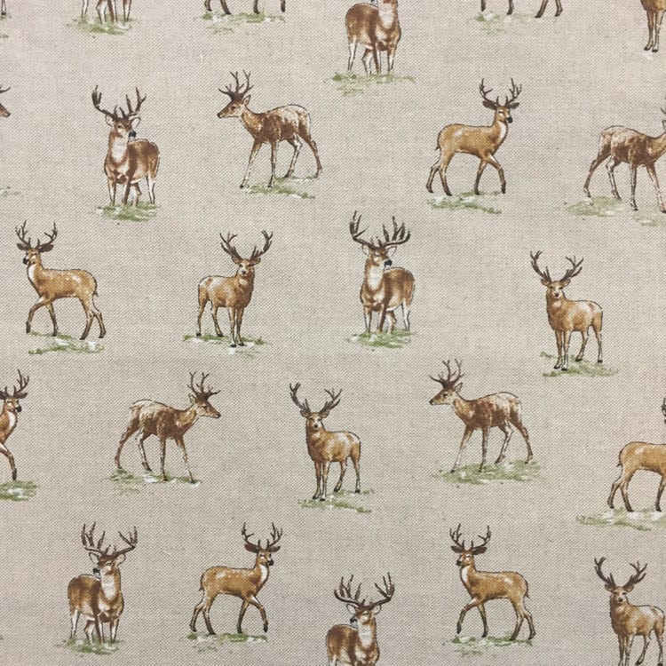 Stags print on Cotton Rich Linen Look Fabric
