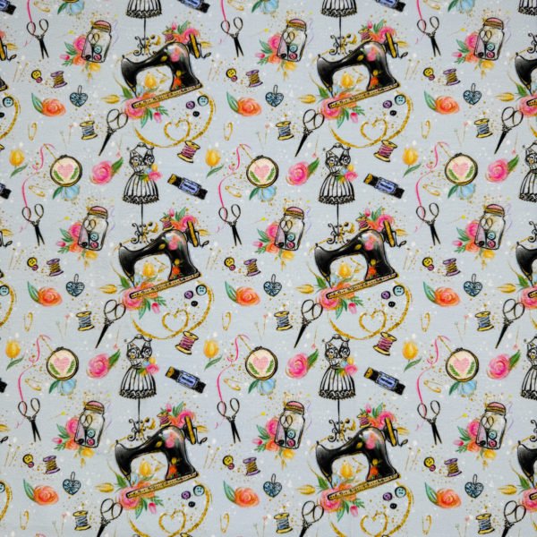 Sewing Themed Cotton Stretch Jersey - Image 2