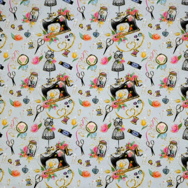Sewing Themed Cotton Stretch Jersey - Image 2