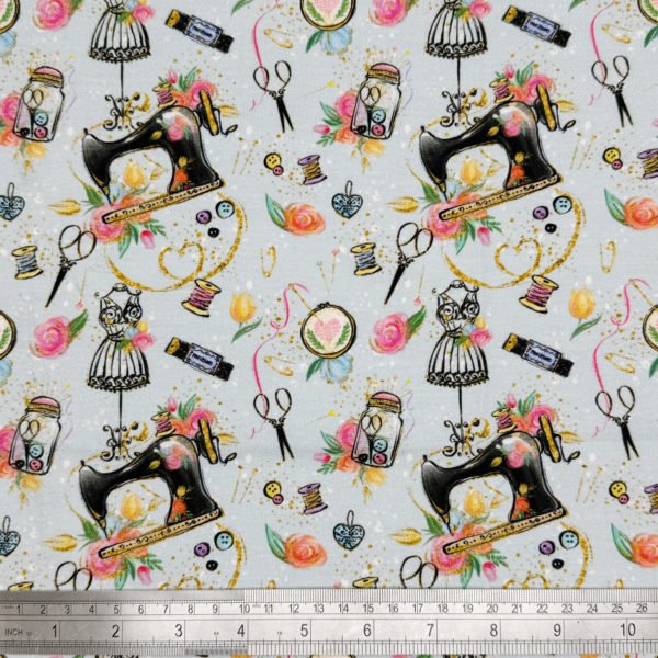 Sewing Themed Cotton Stretch Jersey - Image 3