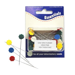 Flower head Quilting Pins – by Whitecroft size 2″ (53 x 0.56mm) bulk box 50pces