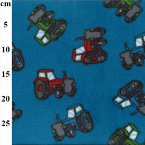Polyester Polar Fleece Turquoise Tractors