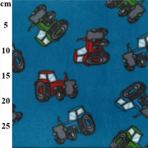 Polyester Polar Fleece Turquoise Tractors