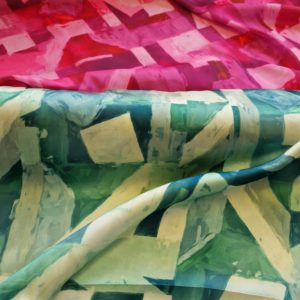 Silky Satin Charmeuse in Multi-coloured Blocks