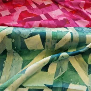 Silky Satin Charmeuse in Multi-coloured Blocks