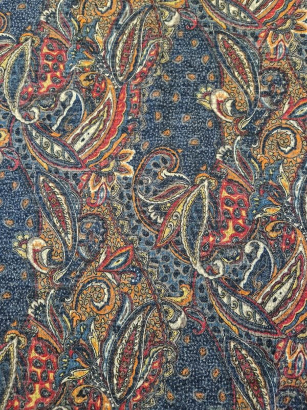 Angora Brushed Stretch Navy Paisley Jersey - Image 2