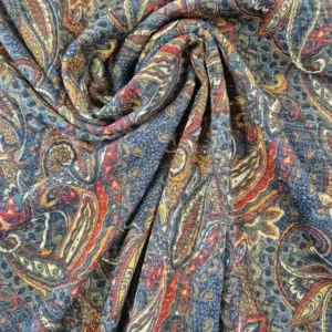 Angora Brushed Stretch Navy Paisley Jersey