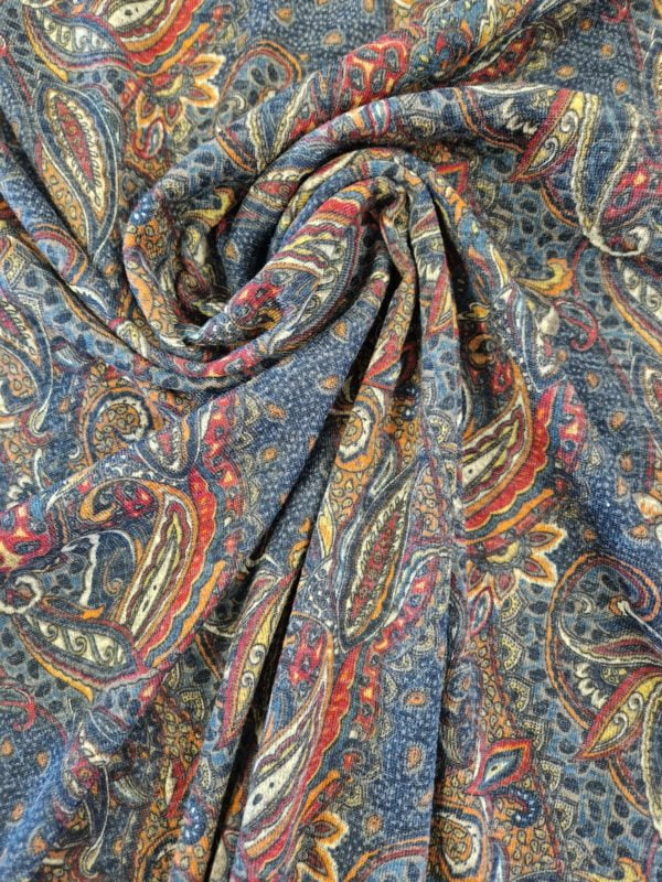 Angora Brushed Stretch Navy Paisley Jersey