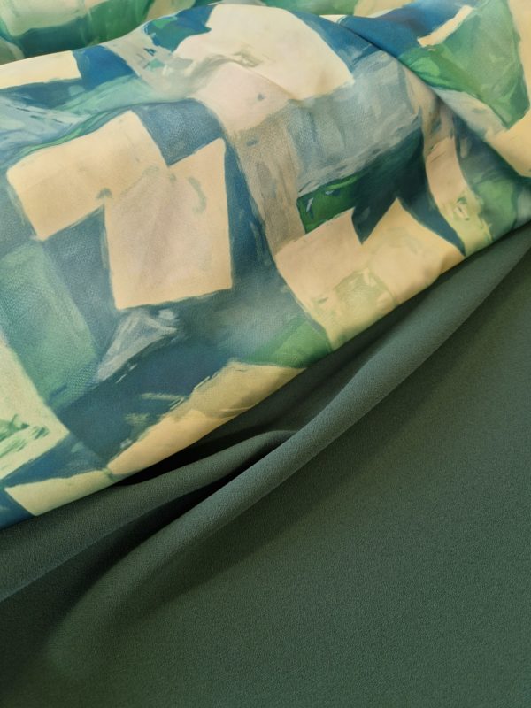 Silky Satin Charmeuse in Multi-coloured Blocks - Image 2