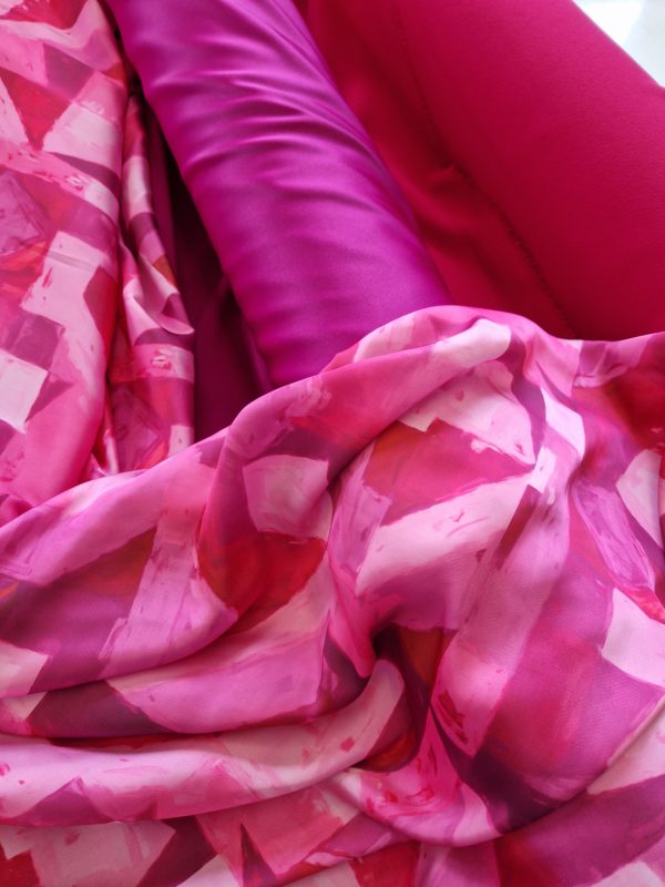 Silky Satin Charmeuse in Multi-coloured Blocks - Image 4