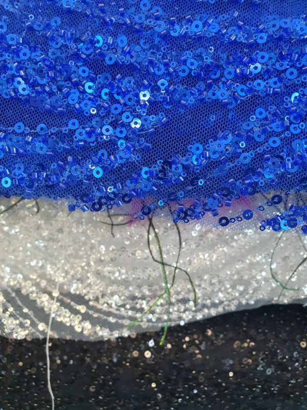 Embroidered and Beaded Sequin Lace 'Abstract Swirl'