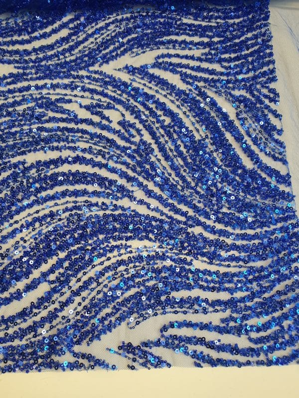 Embroidered and Beaded Sequin Lace 'Abstract Swirl' - Image 2