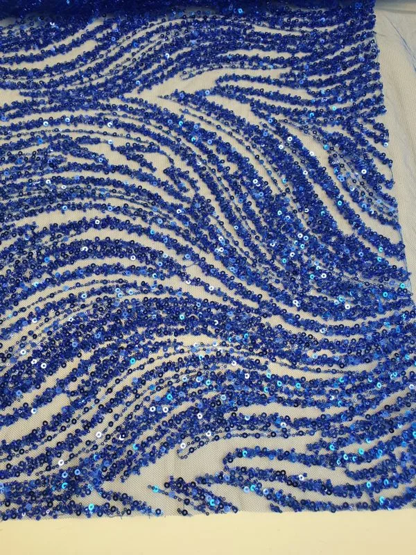 Embroidered and Beaded Sequin Lace 'Abstract Swirl' - Image 2