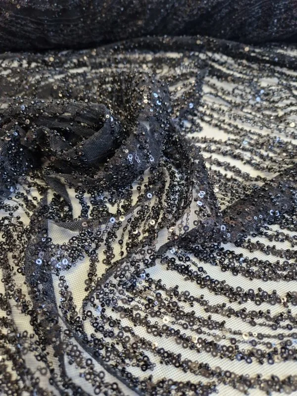 Embroidered and Beaded Sequin Lace 'Abstract Swirl' - Image 3